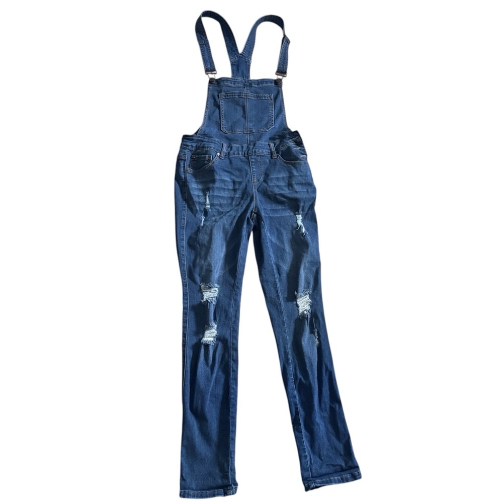 Enjean Denim Overalls with Distressed Details‎ women’s size small